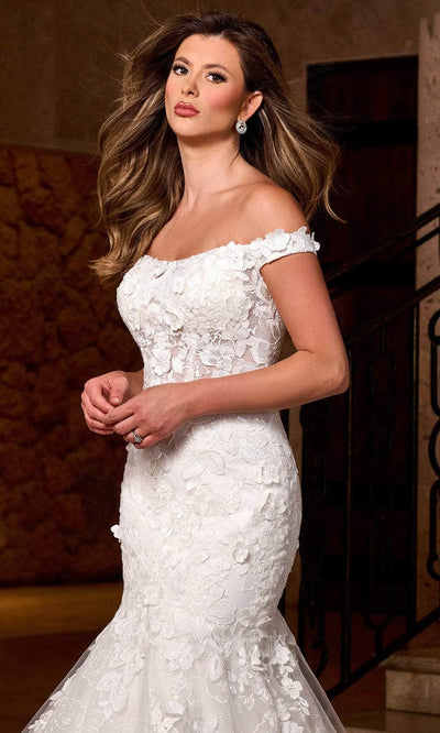 Rachel Allan RB5082 Off-Shoulder Floral Lace Mermaid Gown