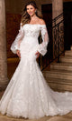 Rachel Allan RB5082 Off-Shoulder Floral Lace Mermaid Gown