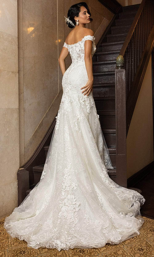 Rachel Allan RB5082 Off-Shoulder Floral Lace Mermaid Gown