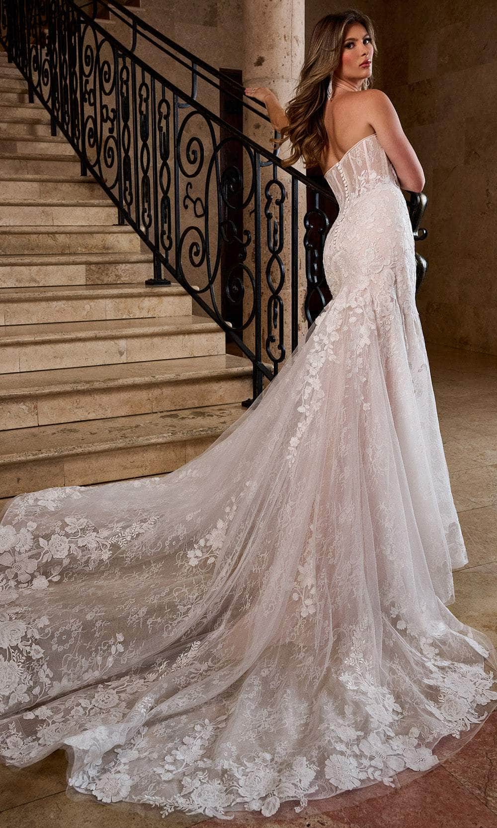 Rachel Allan RB5088 Sheer Bodice Bridal Gown with Floral Applique