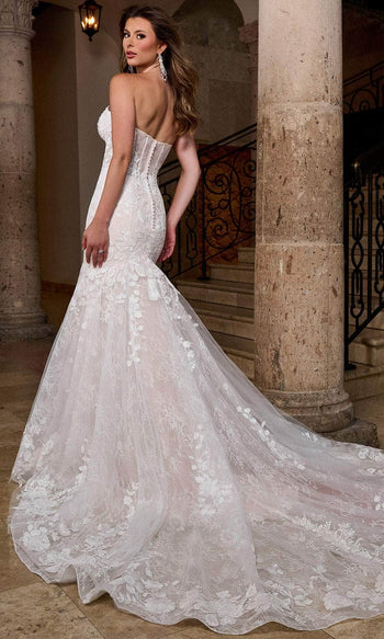 Rachel Allan RB5088 Sheer Bodice Bridal Gown with Floral Applique