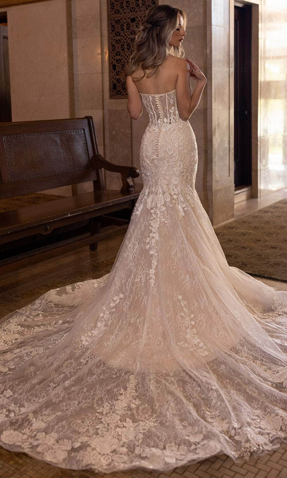 Rachel Allan RB5088 Sheer Bodice Bridal Gown with Floral Applique