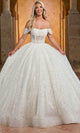 Rachel Allan RB6134 Off-Shoulder Beaded Tulle Gown
