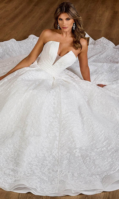 Rachel Allan RB6150 V-Neck Floral Print A-Line Gown