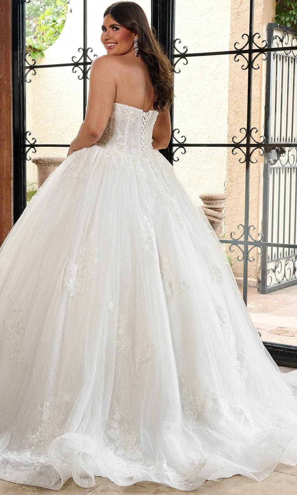 Rachel Allan RB6163 Sweetheart Lace Ballgown with Detachable Sleeves