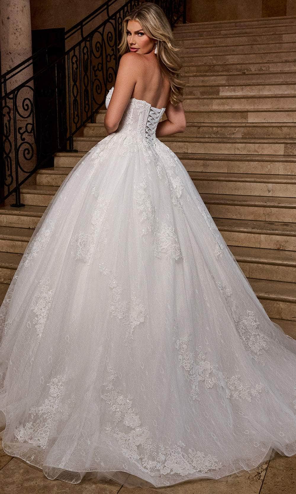 Rachel Allan RB6163 Sweetheart Lace Ballgown with Detachable Sleeves