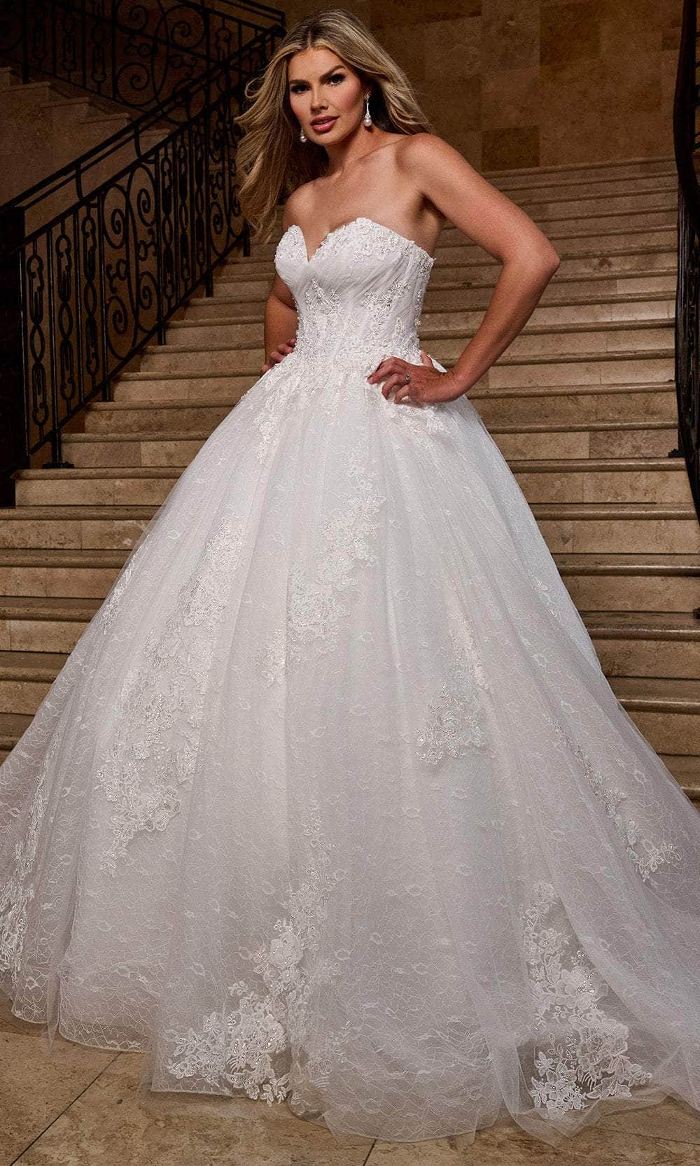 Rachel Allan RB6163 Sweetheart Lace Ballgown with Detachable Sleeves