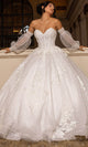 Rachel Allan RB6163 Sweetheart Lace Ballgown with Detachable Sleeves
