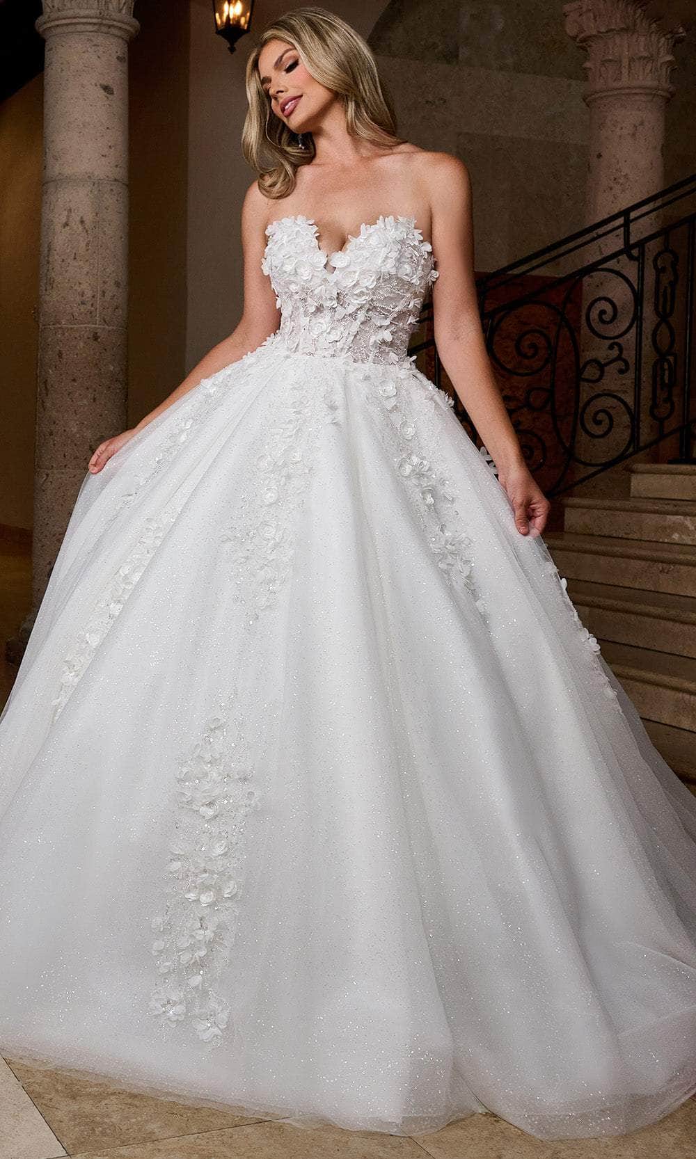 Rachel Allan RB6167 3D Floral Strapless Bridal Ballgown