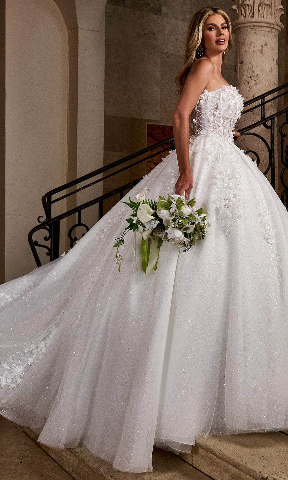 Rachel Allan RB6167 3D Floral Strapless Bridal Ballgown