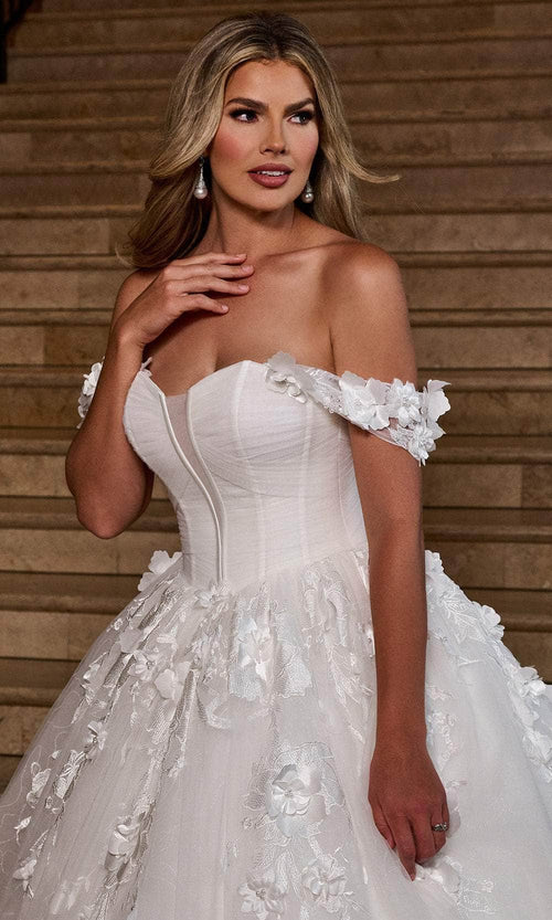Rachel Allan RB6170 Off-Shoulder Floral Corset Ballgown