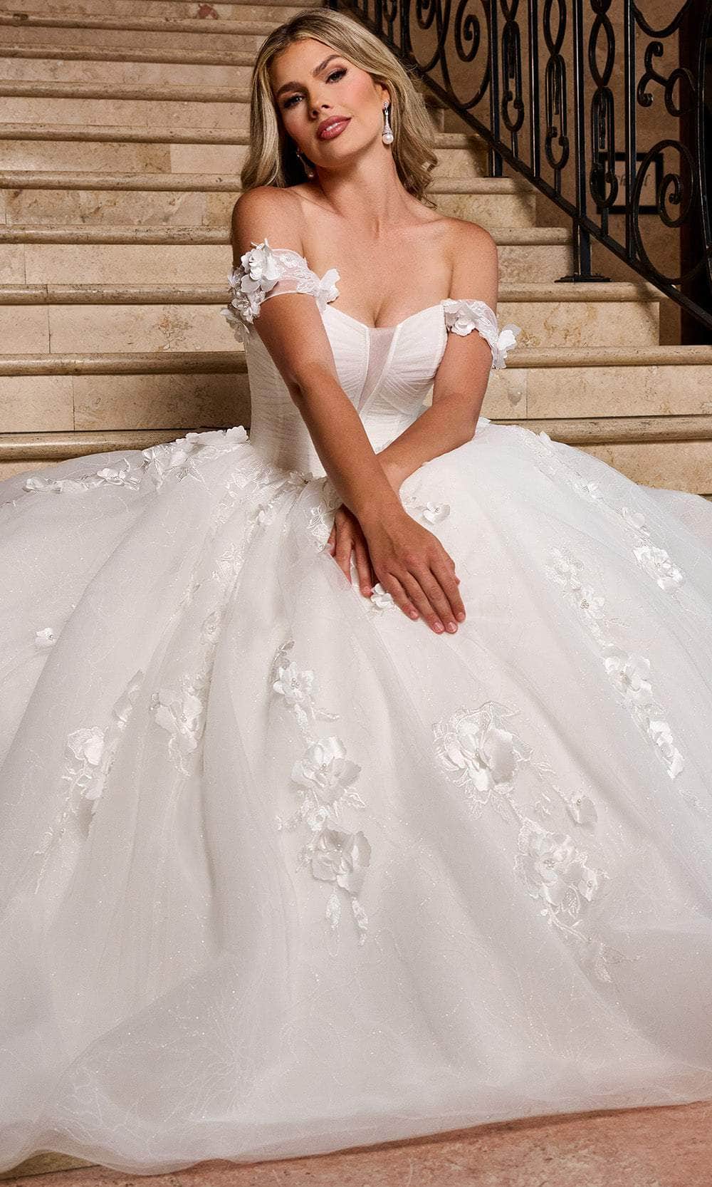 Rachel Allan RB6170 Off-Shoulder Floral Corset Ballgown