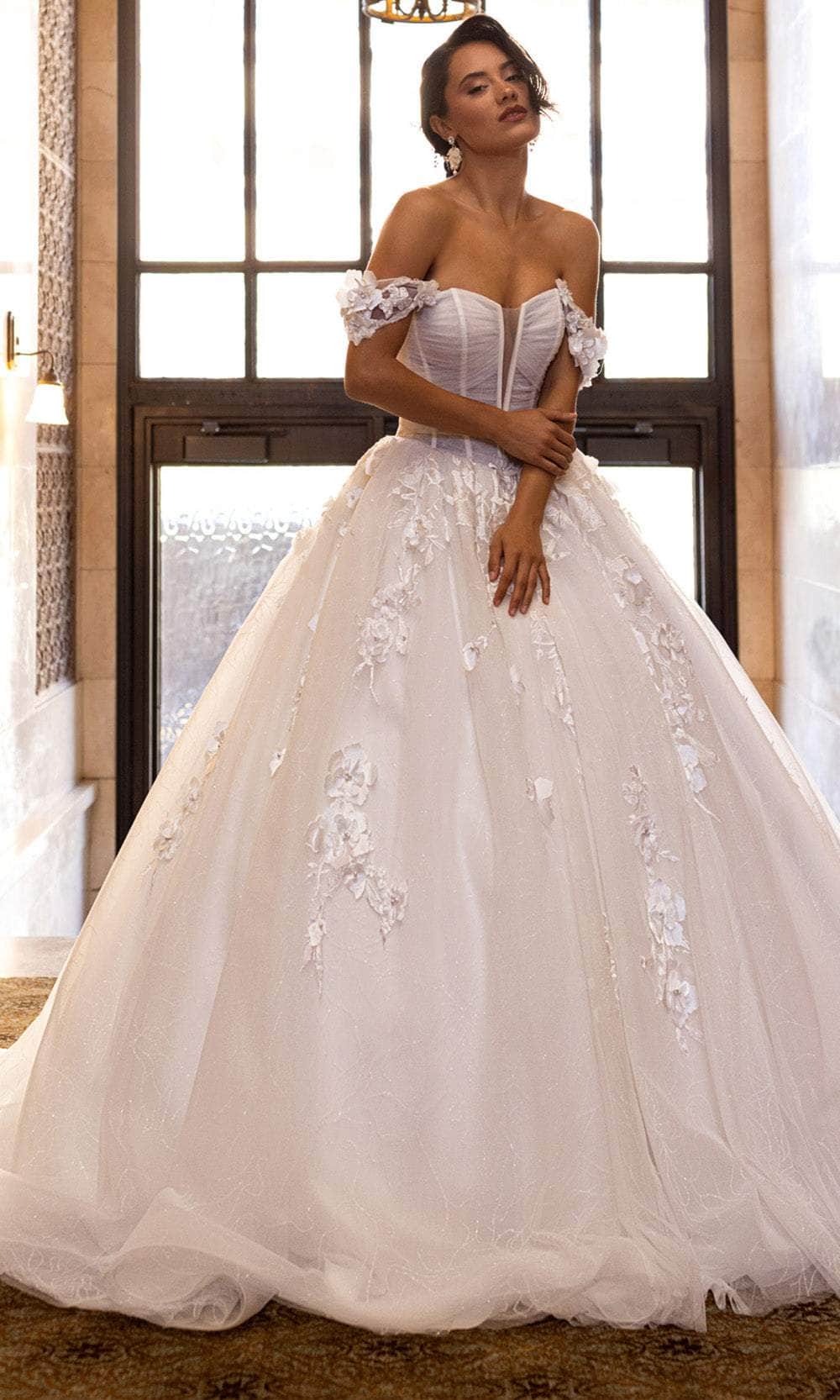 Rachel Allan RB6170 Off-Shoulder Floral Corset Ballgown