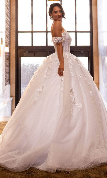 Rachel Allan RB6170 Off-Shoulder Floral Corset Ballgown