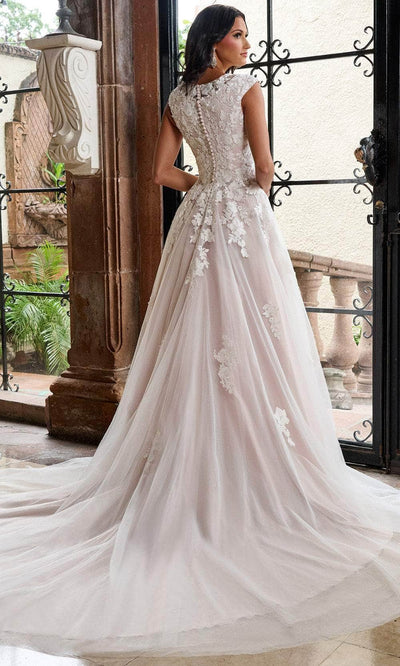 Rachel Allan RB7002 Floral Lace Cap Sleeve Ballgown