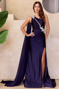 Red Carpet Dress Asymmetrical Mermaid Gala Gown By Amelia Couture 7056 - BLACK / 2 - Dress