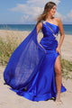 Red Carpet Dress Asymmetrical Mermaid Gala Gown By Amelia Couture 7056 - ROYAL BLUE / 2 - Dress
