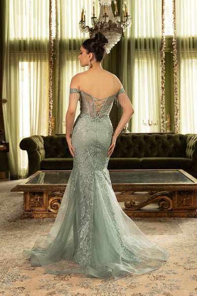 Red Carpet Dress Off Shoulder Mermaid Evening Gown By May Queen MQ2136 - Dress