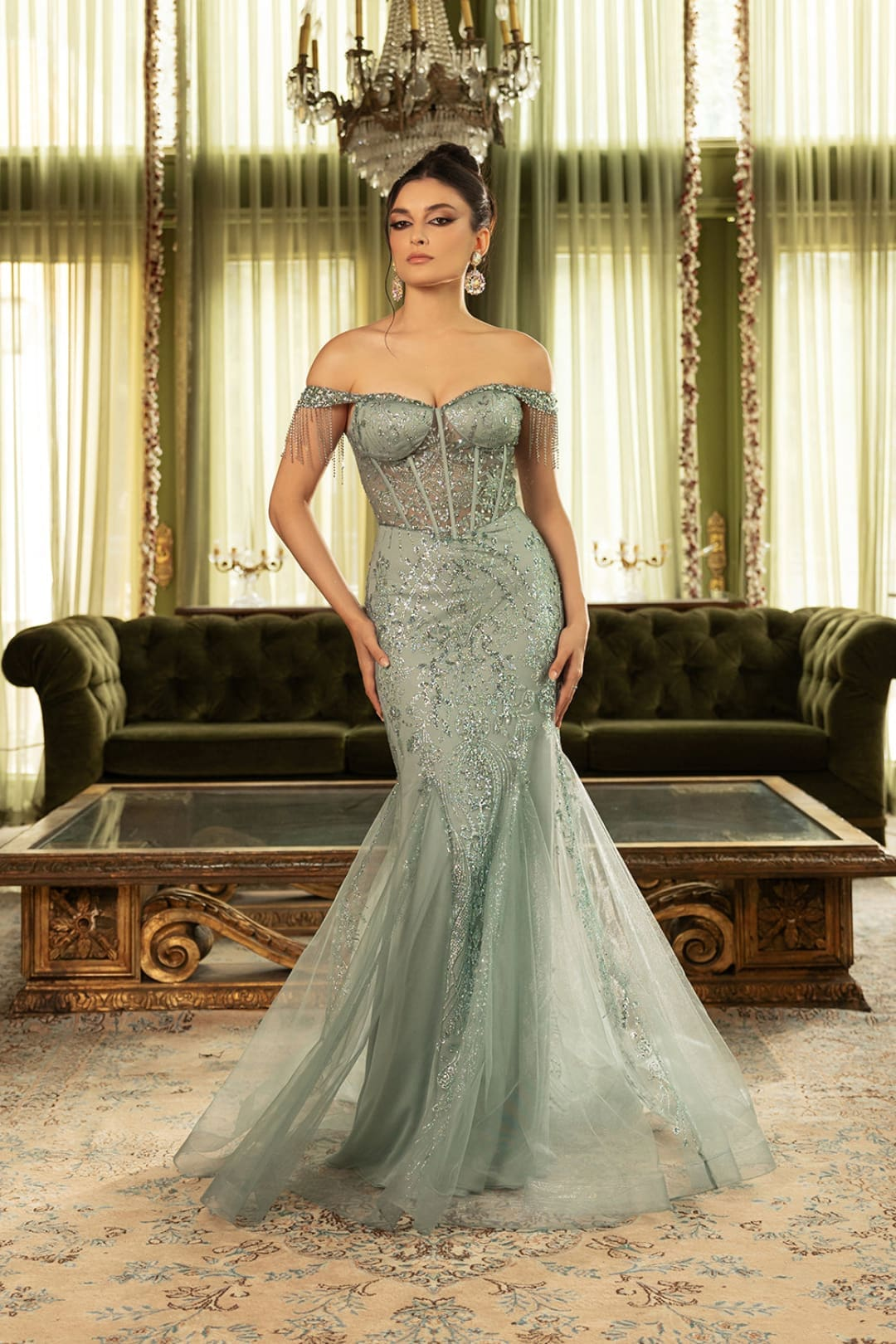 Red Carpet Dress Off Shoulder Mermaid Evening Gown By May Queen MQ2136 - Dress