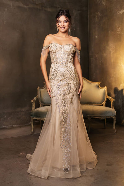 Red Carpet Dress Off Shoulder Mermaid Evening Gown By May Queen MQ2136 - Dress