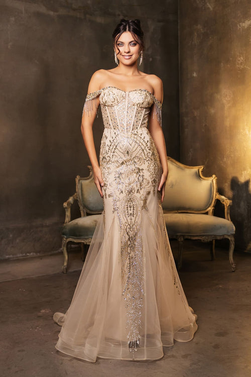 Red Carpet Dress Off Shoulder Mermaid Evening Gown By May Queen MQ2136 - Dress