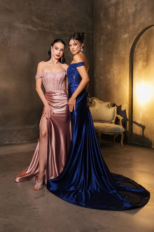 Red Carpet Dress Off Shoulder Sequin Formal Gown By May Queen MQ2146B - Dress