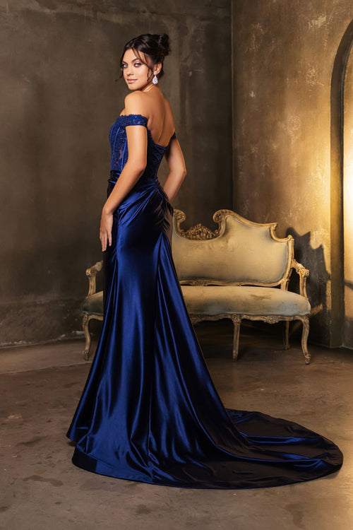 Red Carpet Dress Off Shoulder Sequin Formal Gown By May Queen MQ2146B - Dress