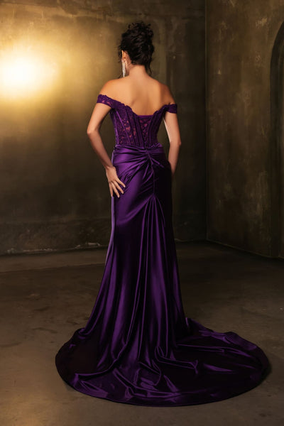 Red Carpet Dress Off Shoulder Sequin Formal Gown By May Queen MQ2146B - Dress