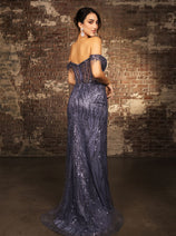 Long Sequins Prom Dress Off-Shoulder Evening Gown & Plus Size By MQ2132