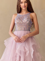Red Carpet Dress Scoop Neck A-Line Prom Gown By Amelia Couture 5066