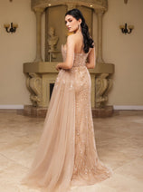 Red Carpet Dress Sleeveless Sheath Sequin Gown By Royal Queen RQ8176