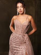 Red Carpet Dress Sleeveless Sheath Sequin Gown By Royal Queen RQ8176