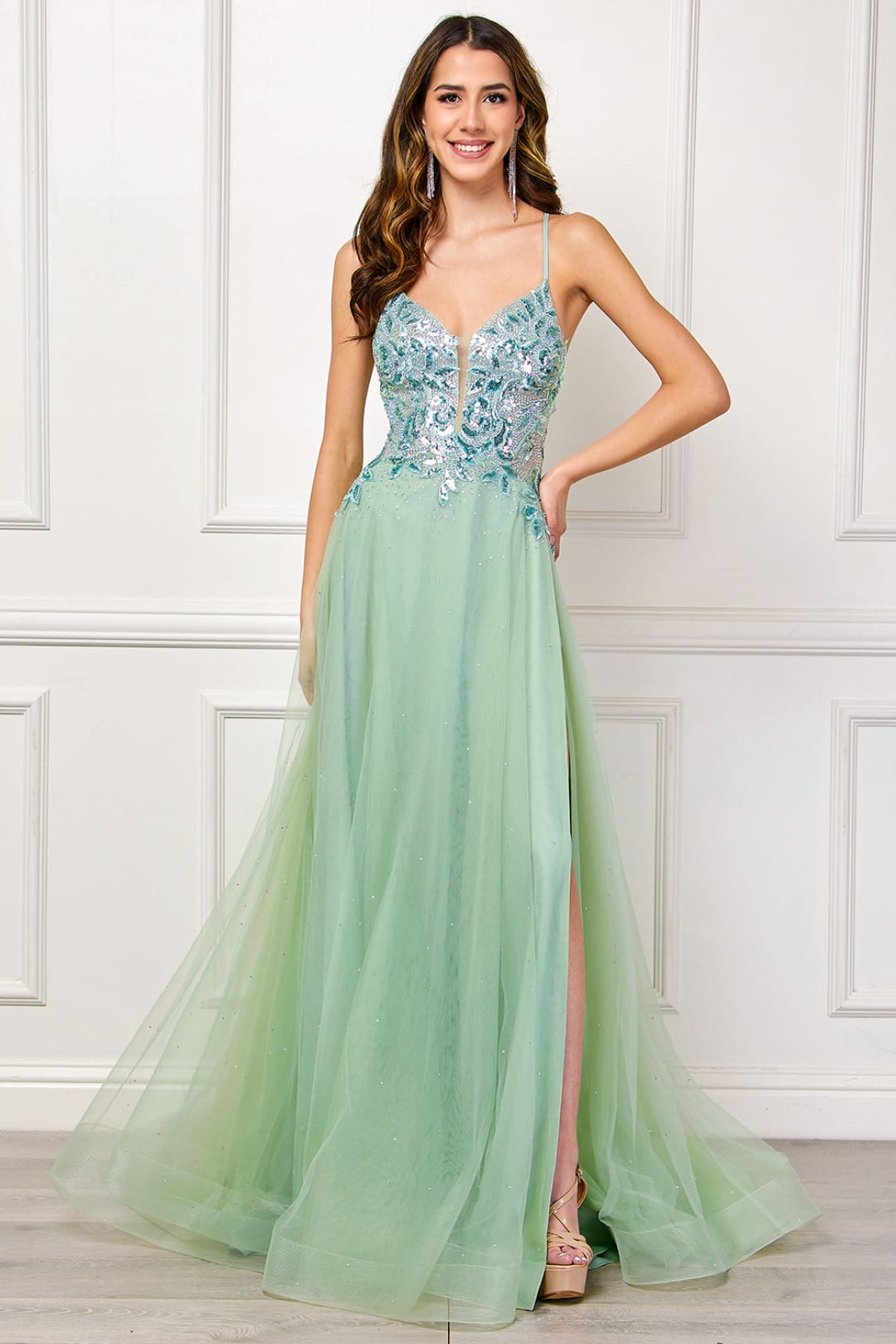 Red Carpet Dress Sleevelss High Slit A-Line Prom Gown By Amelia Couture TM1028 - Dress