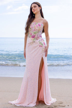 Red Carpet Dress Square Neck A-Line Gala Gown By Amelia Couture 2053