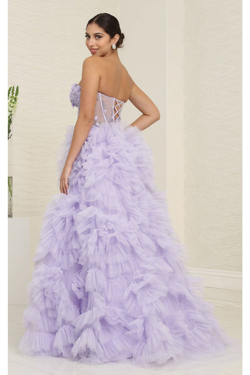 Red Carpet Dress Strapless A-Line High Slit Gown By Royal Queen RQ8129 - Dress