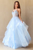 Red Carpet Dress V- Neck Beaded Prom Gown By Amelia Couture 5068 - BABYBLUE / Dress