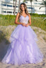 Red Carpet Dress V- Neck Beaded Prom Gown By Amelia Couture 5068 - LILAC / Dress