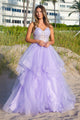 Red Carpet Dress V- Neck Beaded Prom Gown By Amelia Couture 5068 - LILAC / Dress