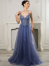 Red Carpet Dress V-Neck Sequin Evening Gown By May Queen MQ2167