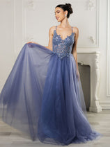 Red Carpet Dress V-Neck Sequin Evening Gown By May Queen MQ2167