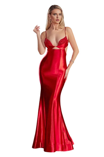 Red Carpet Gown 2025 Exposed Back Fitted Evening Dress - RED / 2 - Dress