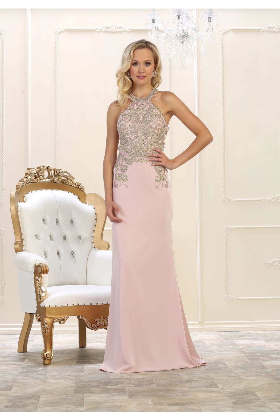 Red Carpet Halter Gown - Blush / 2