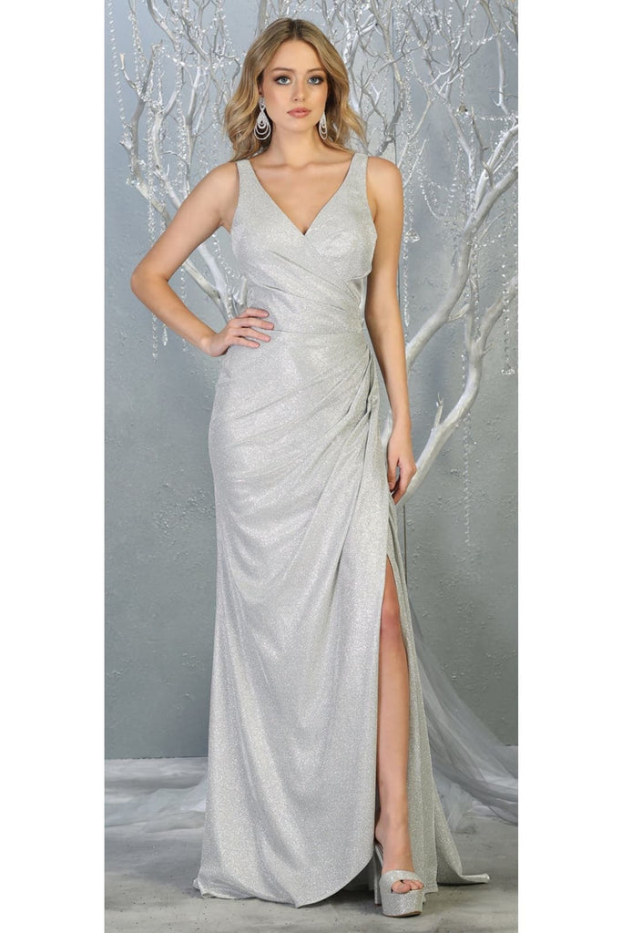 Red Carpet Metallic Formal Dress - SILVER / 4