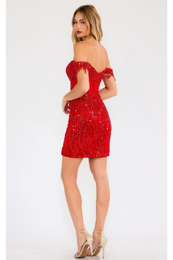 Red Christmas & Holiday Dress By Juliet JT919L - 2 / Red