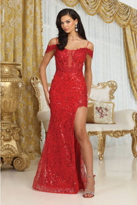 Red Christmas & Holiday Dress in Sequin By Royal Queen RQ8062 - 2 / Red