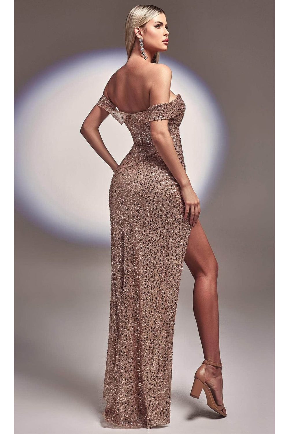 Red Christmas Holiday Dress in Sequin encrusted By Ladvine CD260