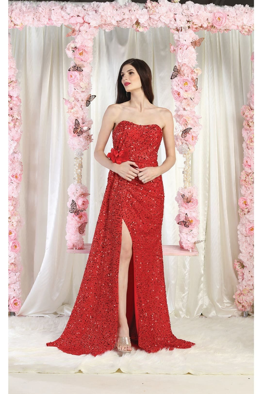 May Queen MQ1968 Strapless Sequin Formal Gown