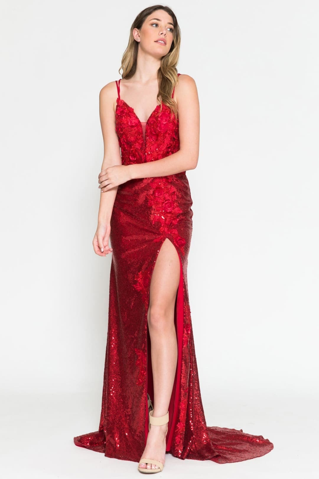 green emerald velvet dress Red Christmas & Holiday Dress in Sequins By Amelia Couture 5020