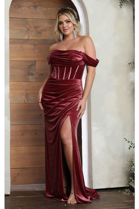 Red Christmas & Holiday Dress in Velvet By Royal Queen RQ8069