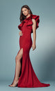 Narianna-Ruffled One-Shoulder Long Mermaid Prom Dress